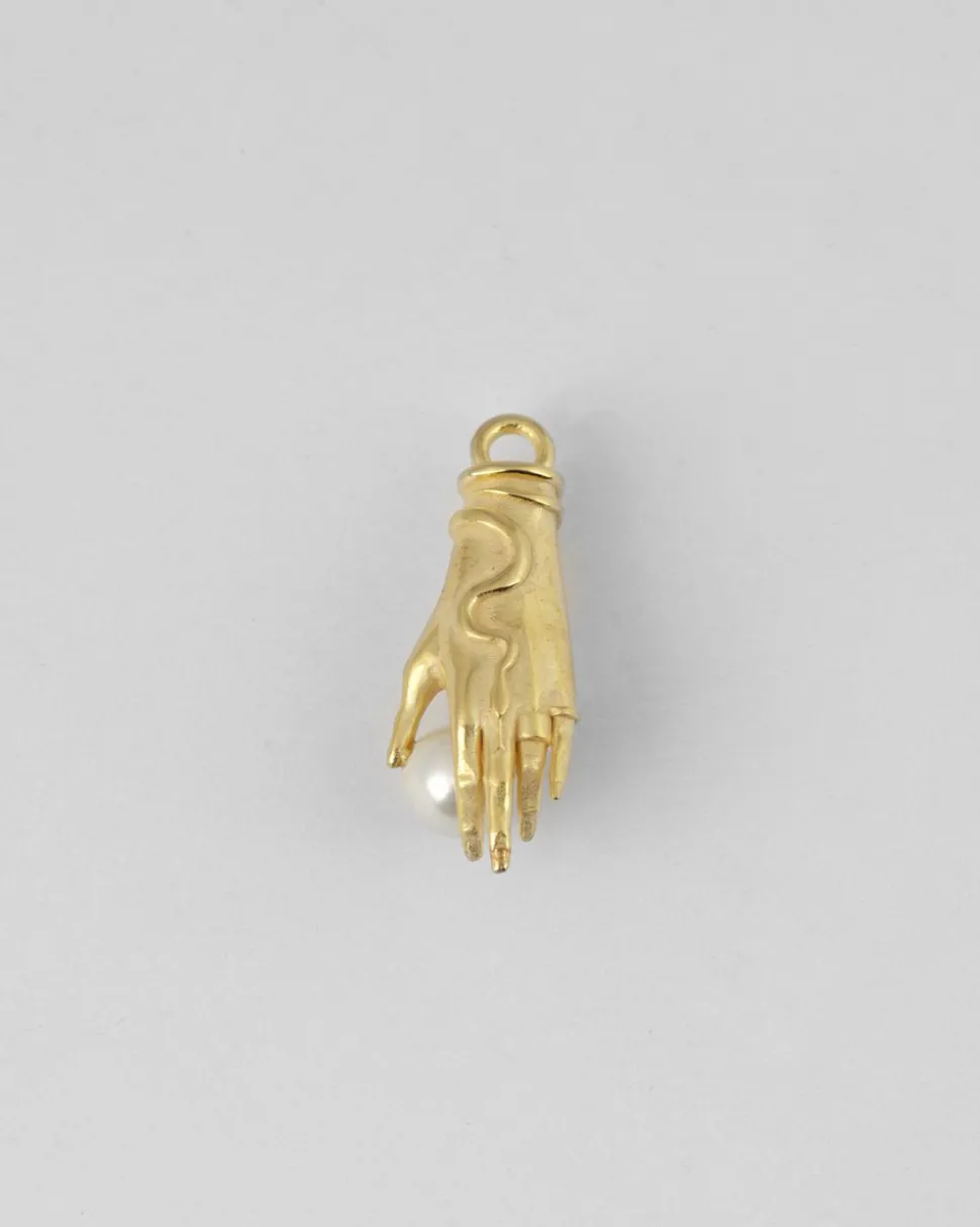 PENDENTE MANO CON PERLA ORO GIALLO